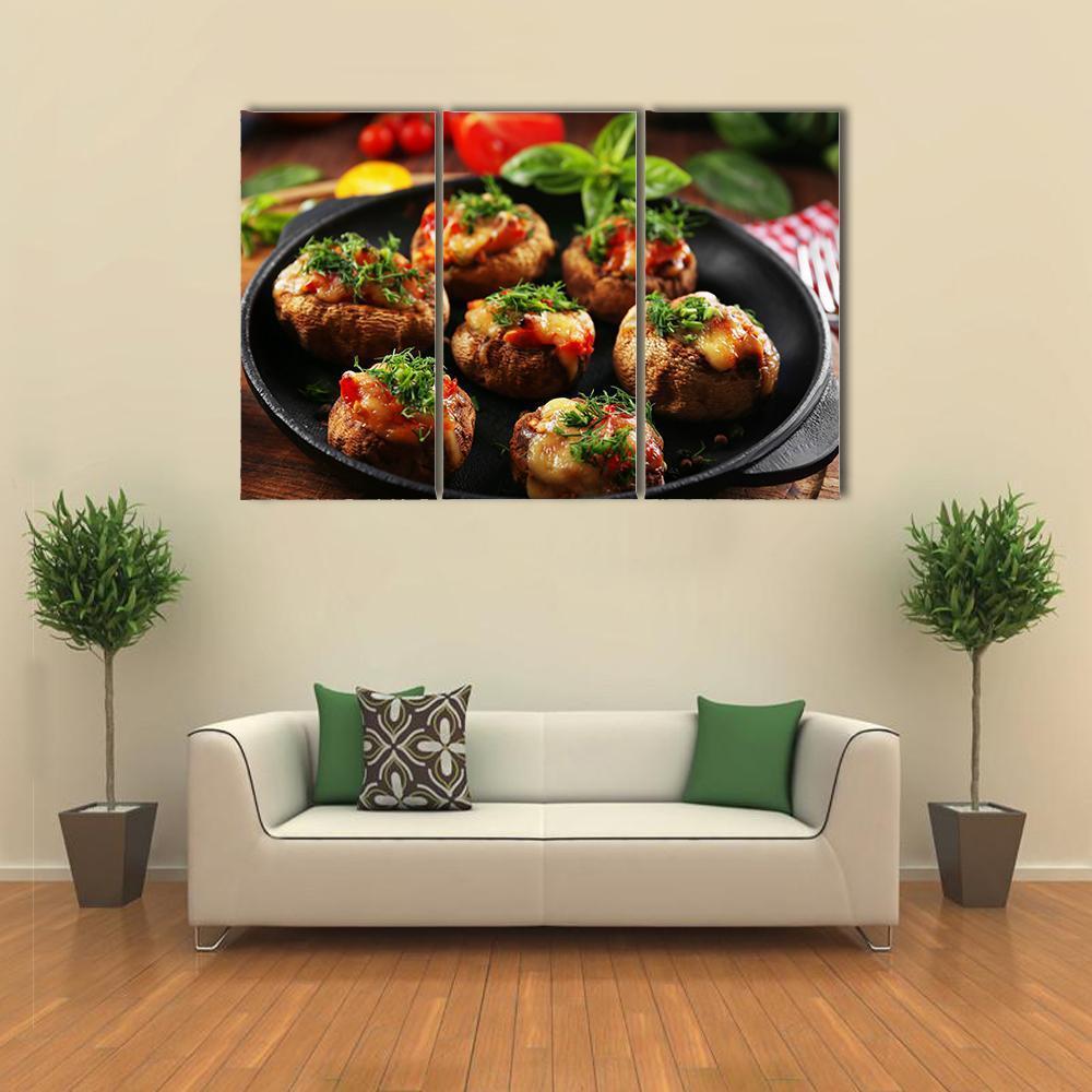 Stuffed Mushrooms And Vegetables Canvas Wall Art-3 Horizontal-Gallery Wrap-37" x 24"-Tiaracle