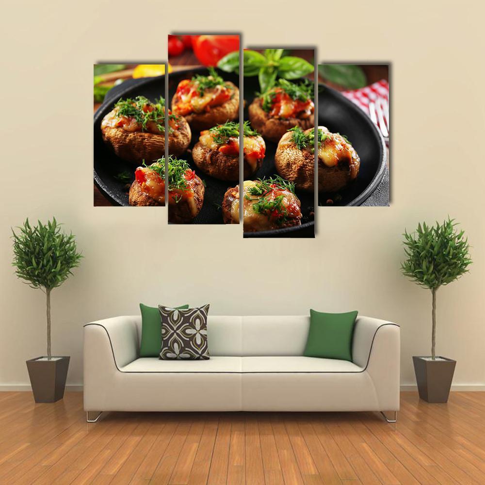 Stuffed Mushrooms And Vegetables Canvas Wall Art-4 Pop-Gallery Wrap-50" x 32"-Tiaracle