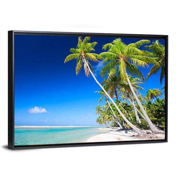 Stunning Beach In French Polynesia Canvas Wall Art-3 Horizontal-Gallery Wrap-25" x 16"-Tiaracle