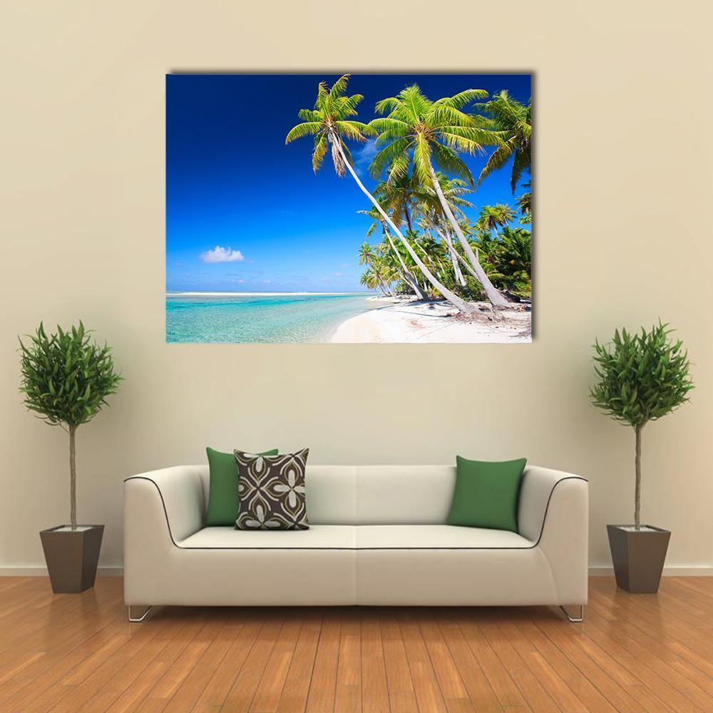 Stunning Beach In French Polynesia Canvas Wall Art-1 Piece-Gallery Wrap-48" x 32"-Tiaracle