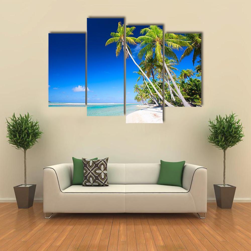 Stunning Beach In French Polynesia Canvas Wall Art-4 Pop-Gallery Wrap-50" x 32"-Tiaracle