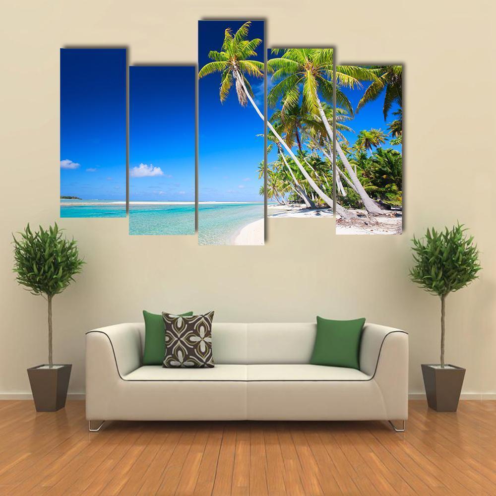 Stunning Beach In French Polynesia Canvas Wall Art-5 Pop-Gallery Wrap-47" x 32"-Tiaracle