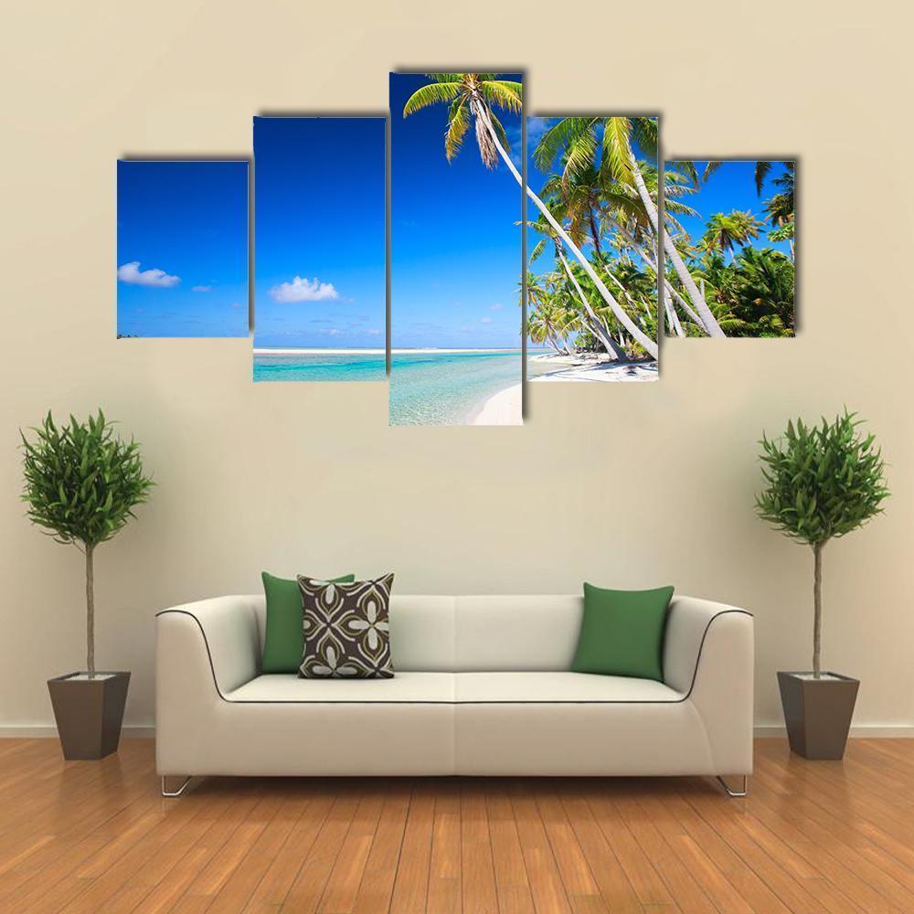 Stunning Beach In French Polynesia Canvas Wall Art-3 Horizontal-Gallery Wrap-37" x 24"-Tiaracle