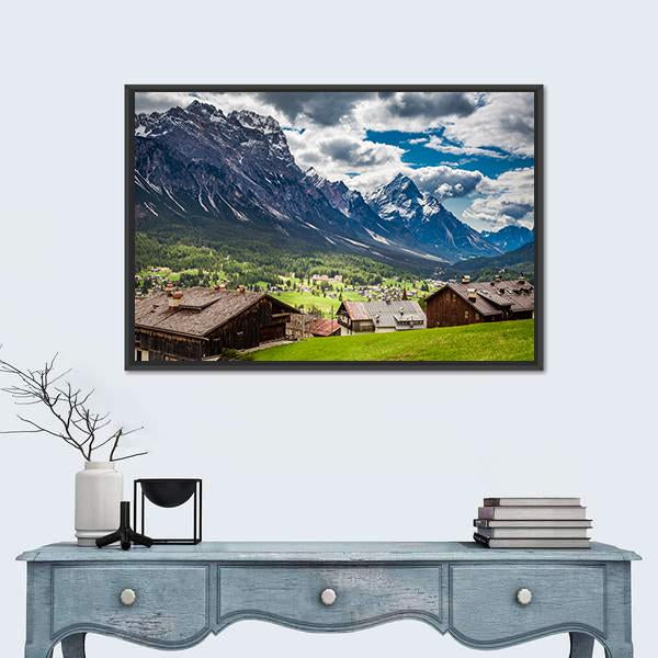Stunning Cortina Di Ampezzo In Spring Canvas Wall Art-1 Piece-Floating Frame-24" x 16"-Tiaracle