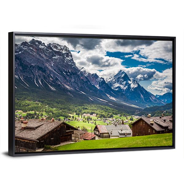 Stunning Cortina Di Ampezzo In Spring Canvas Wall Art-3 Horizontal-Gallery Wrap-25" x 16"-Tiaracle