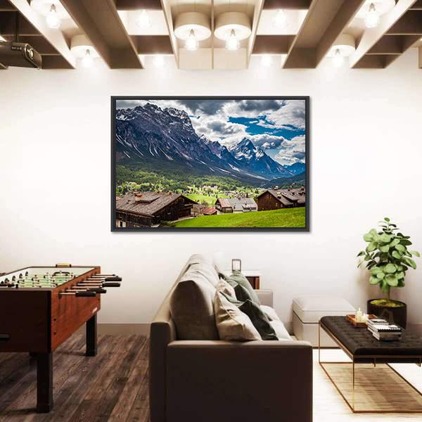 Stunning Cortina Di Ampezzo In Spring Canvas Wall Art-3 Horizontal-Gallery Wrap-25" x 16"-Tiaracle