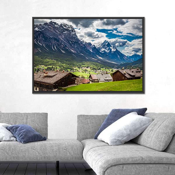 Stunning Cortina Di Ampezzo In Spring Canvas Wall Art-3 Horizontal-Gallery Wrap-25" x 16"-Tiaracle
