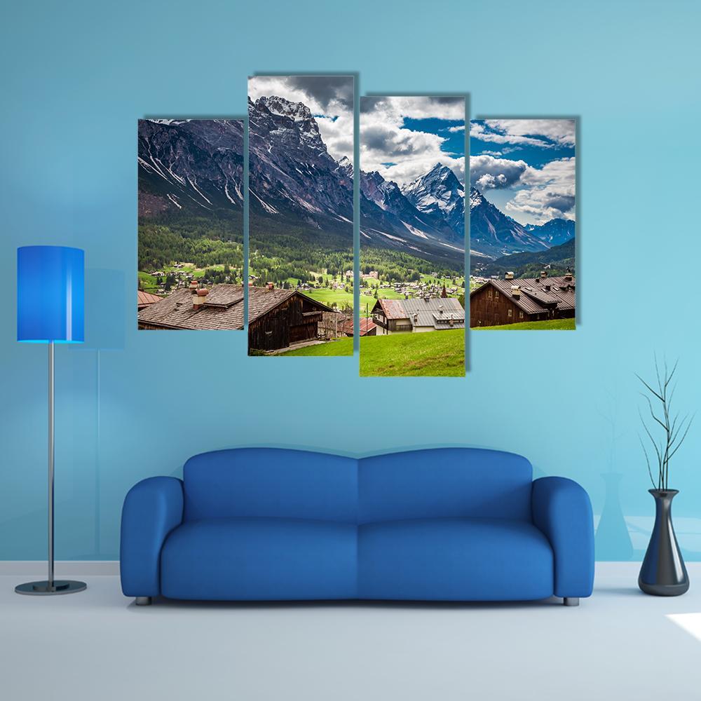 Stunning Cortina Di Ampezzo In Spring Canvas Wall Art-4 Pop-Gallery Wrap-50" x 32"-Tiaracle
