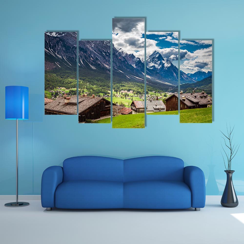 Stunning Cortina Di Ampezzo In Spring Canvas Wall Art-5 Pop-Gallery Wrap-47" x 32"-Tiaracle