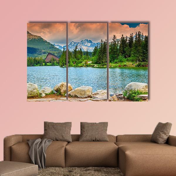 Stunning Mountain Lake Slovakia Canvas Wall Art-3 Horizontal-Gallery Wrap-37" x 24"-Tiaracle