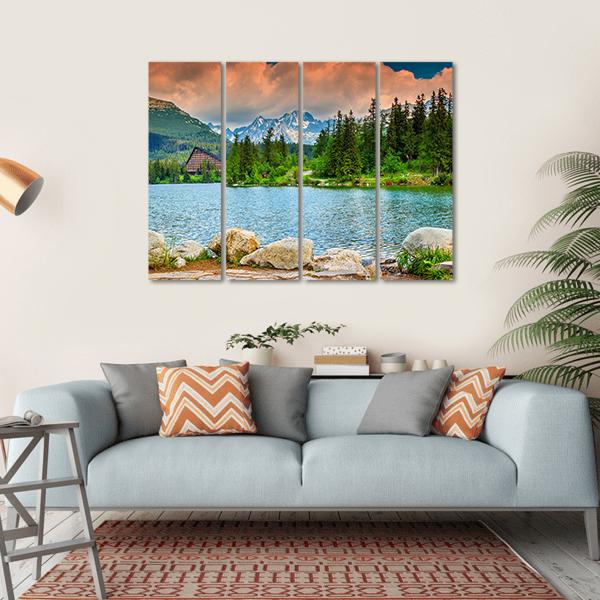 Stunning Mountain Lake Slovakia Canvas Wall Art-5 Horizontal-Gallery Wrap-22" x 12"-Tiaracle