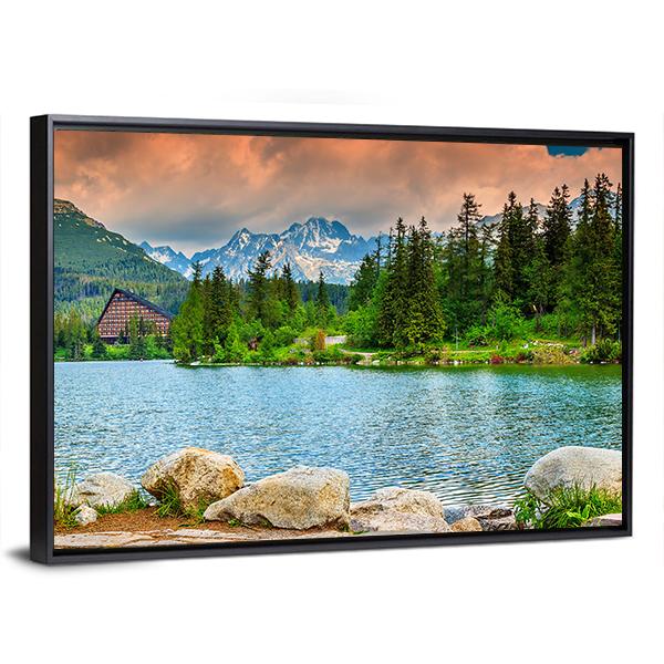 Stunning Mountain Lake Slovakia Canvas Wall Art-3 Horizontal-Gallery Wrap-25" x 16"-Tiaracle