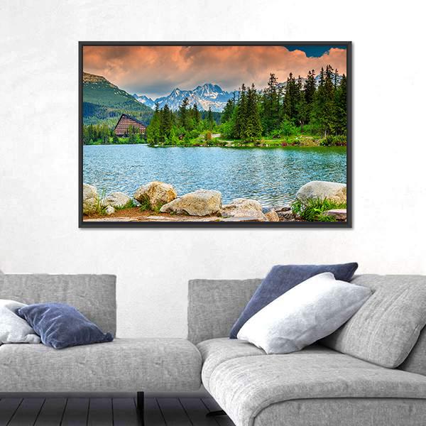 Stunning Mountain Lake Slovakia Canvas Wall Art-3 Horizontal-Gallery Wrap-25" x 16"-Tiaracle