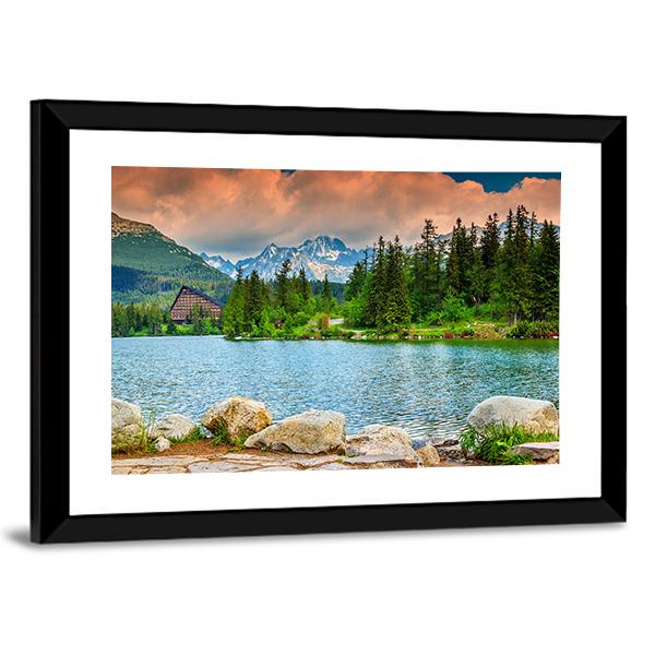 Stunning Mountain Lake Slovakia Canvas Wall Art-3 Horizontal-Gallery Wrap-25" x 16"-Tiaracle