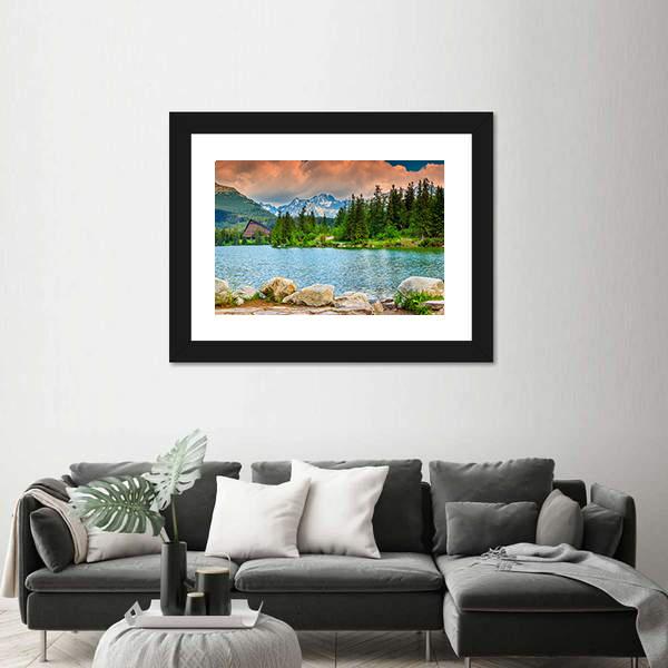 Stunning Mountain Lake Slovakia Canvas Wall Art-3 Horizontal-Gallery Wrap-25" x 16"-Tiaracle