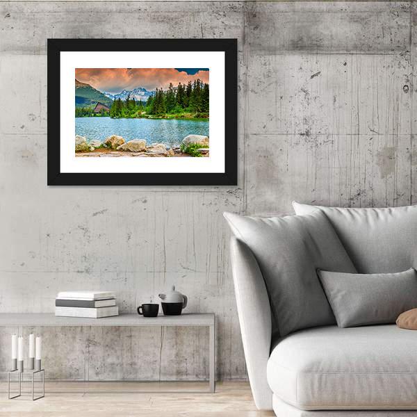 Stunning Mountain Lake Slovakia Canvas Wall Art-3 Horizontal-Gallery Wrap-25" x 16"-Tiaracle