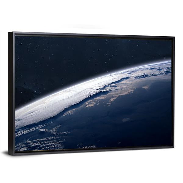 Stunning View Of Earth From Space Canvas Wall Art-3 Horizontal-Gallery Wrap-25" x 16"-Tiaracle