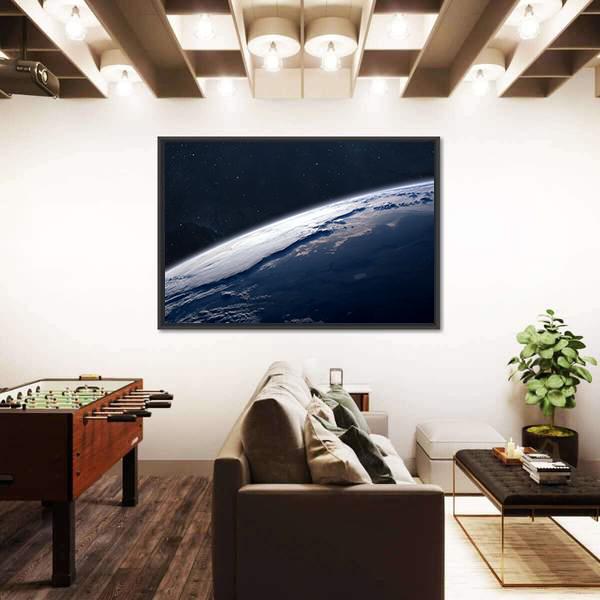 Stunning View Of Earth From Space Canvas Wall Art-3 Horizontal-Gallery Wrap-25" x 16"-Tiaracle