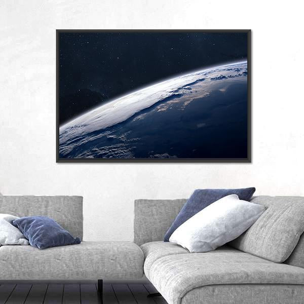 Stunning View Of Earth From Space Canvas Wall Art-3 Horizontal-Gallery Wrap-25" x 16"-Tiaracle