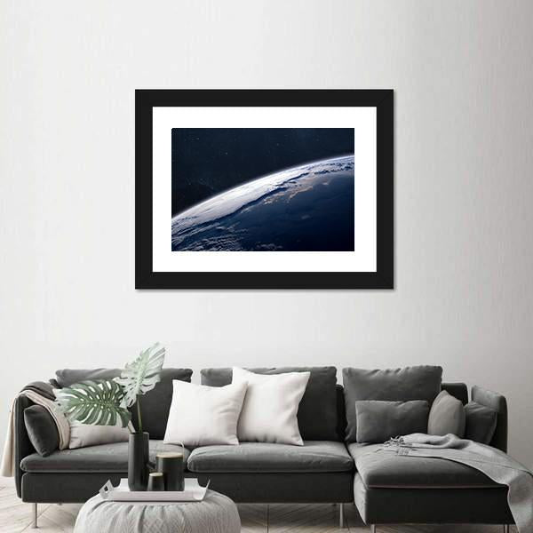 Stunning View Of Earth From Space Canvas Wall Art-3 Horizontal-Gallery Wrap-25" x 16"-Tiaracle
