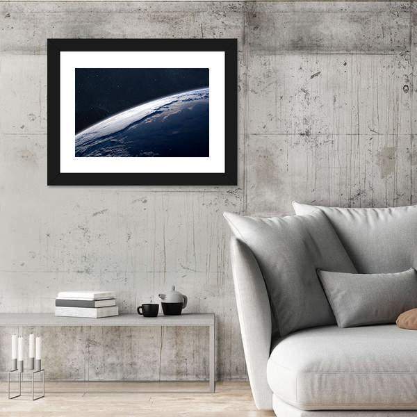 Stunning View Of Earth From Space Canvas Wall Art-3 Horizontal-Gallery Wrap-25" x 16"-Tiaracle
