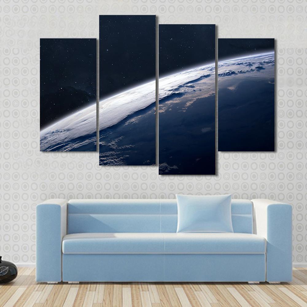 Stunning View Of Earth From Space Canvas Wall Art-5 Star-Gallery Wrap-62" x 32"-Tiaracle