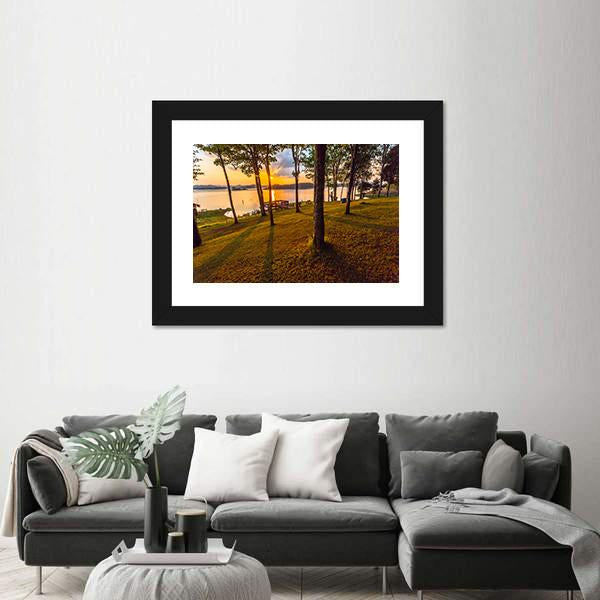 Stunning View Of The Lake In Sunset Time Canvas Wall Art-3 Horizontal-Gallery Wrap-25" x 16"-Tiaracle
