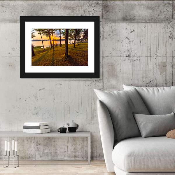 Stunning View Of The Lake In Sunset Time Canvas Wall Art-3 Horizontal-Gallery Wrap-25" x 16"-Tiaracle