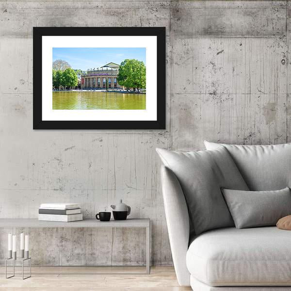 Stuttgart State Theatre Opera Building And Eckensee Lake Canvas Wall Art-3 Horizontal-Gallery Wrap-25" x 16"-Tiaracle