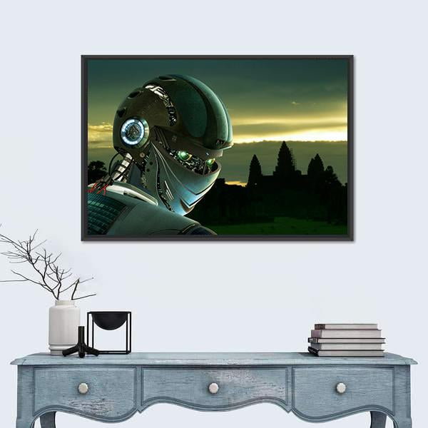 Stylish Robot Canvas Wall Art-1 Piece-Floating Frame-24" x 16"-Tiaracle