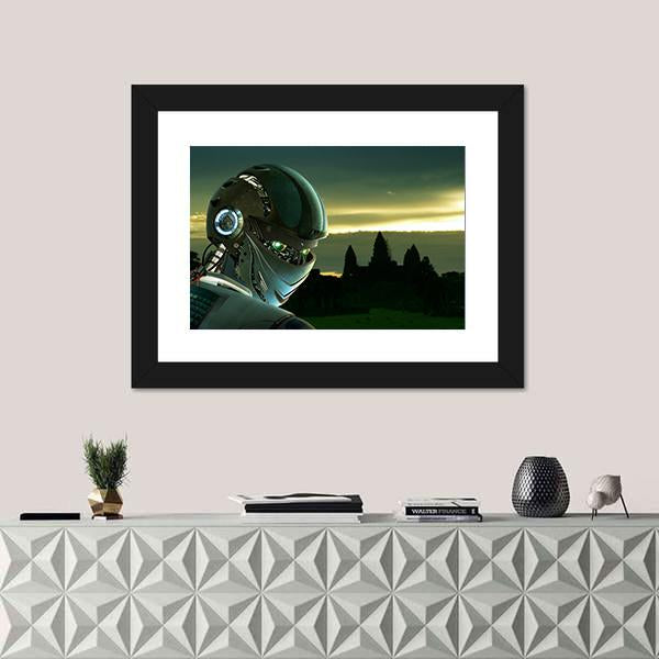 Stylish Robot Canvas Wall Art-1 Piece-Framed Print-20" x 16"-Tiaracle