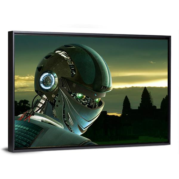 Stylish Robot Canvas Wall Art-3 Horizontal-Gallery Wrap-25" x 16"-Tiaracle