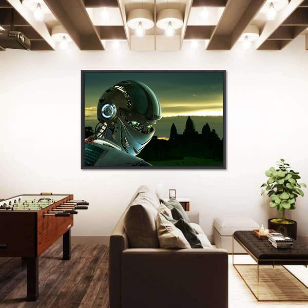 Stylish Robot Canvas Wall Art-3 Horizontal-Gallery Wrap-25" x 16"-Tiaracle