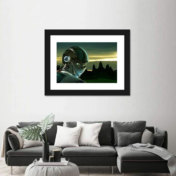 Stylish Robot Canvas Wall Art-3 Horizontal-Gallery Wrap-25" x 16"-Tiaracle