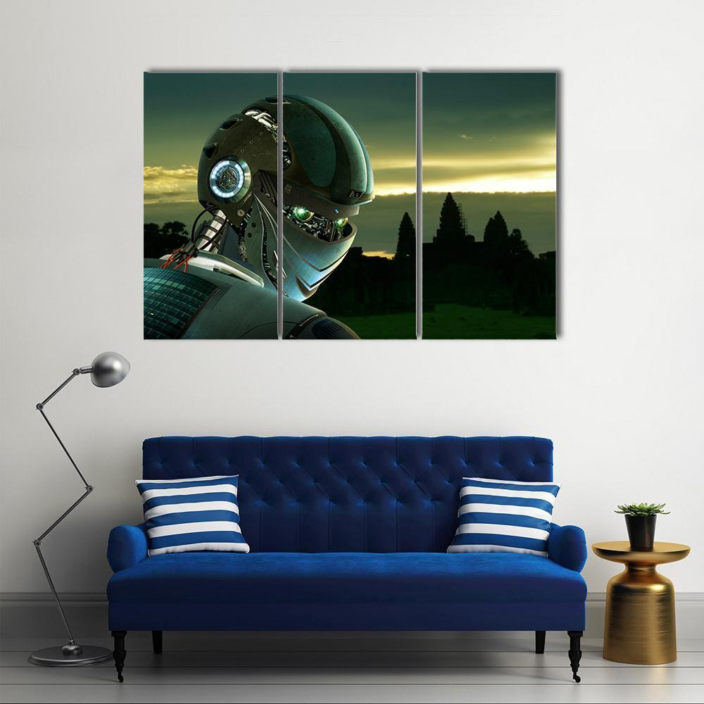 Stylish Robot Canvas Wall Art-3 Horizontal-Gallery Wrap-37" x 24"-Tiaracle