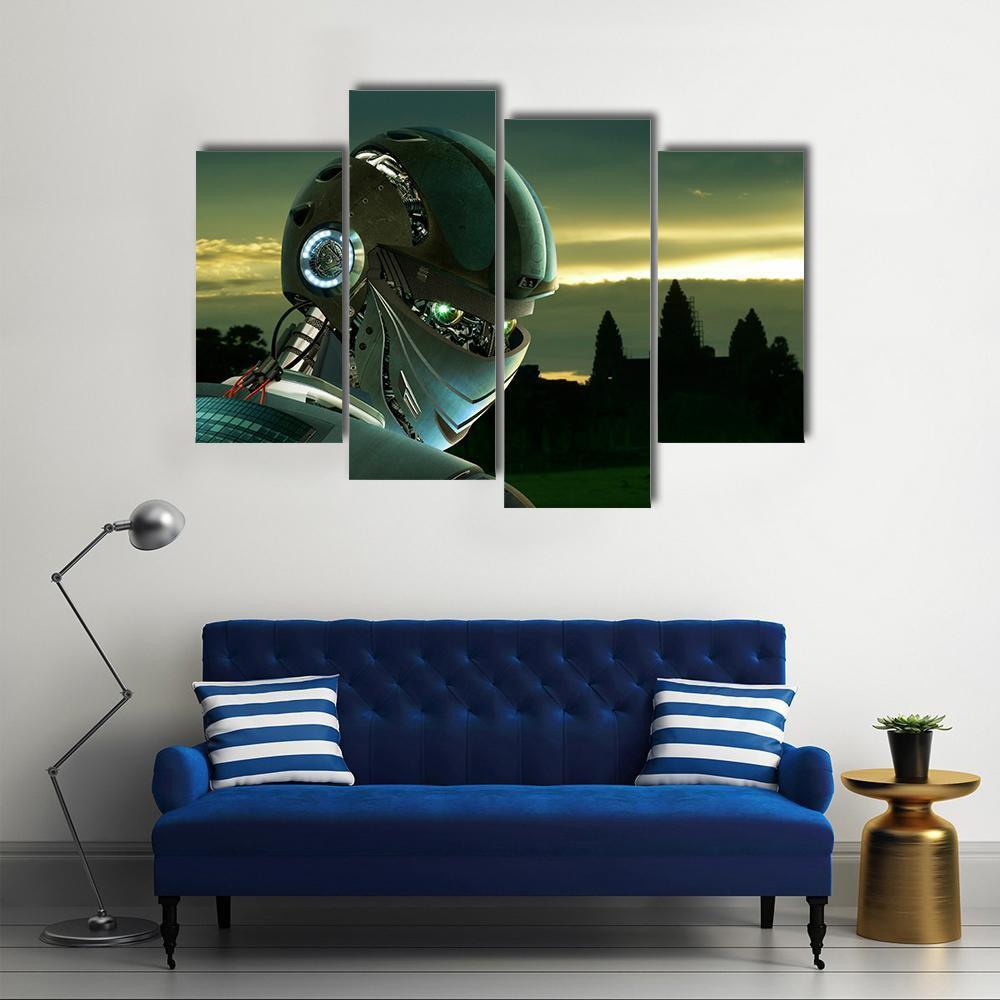 Stylish Robot Canvas Wall Art-4 Pop-Gallery Wrap-50" x 32"-Tiaracle