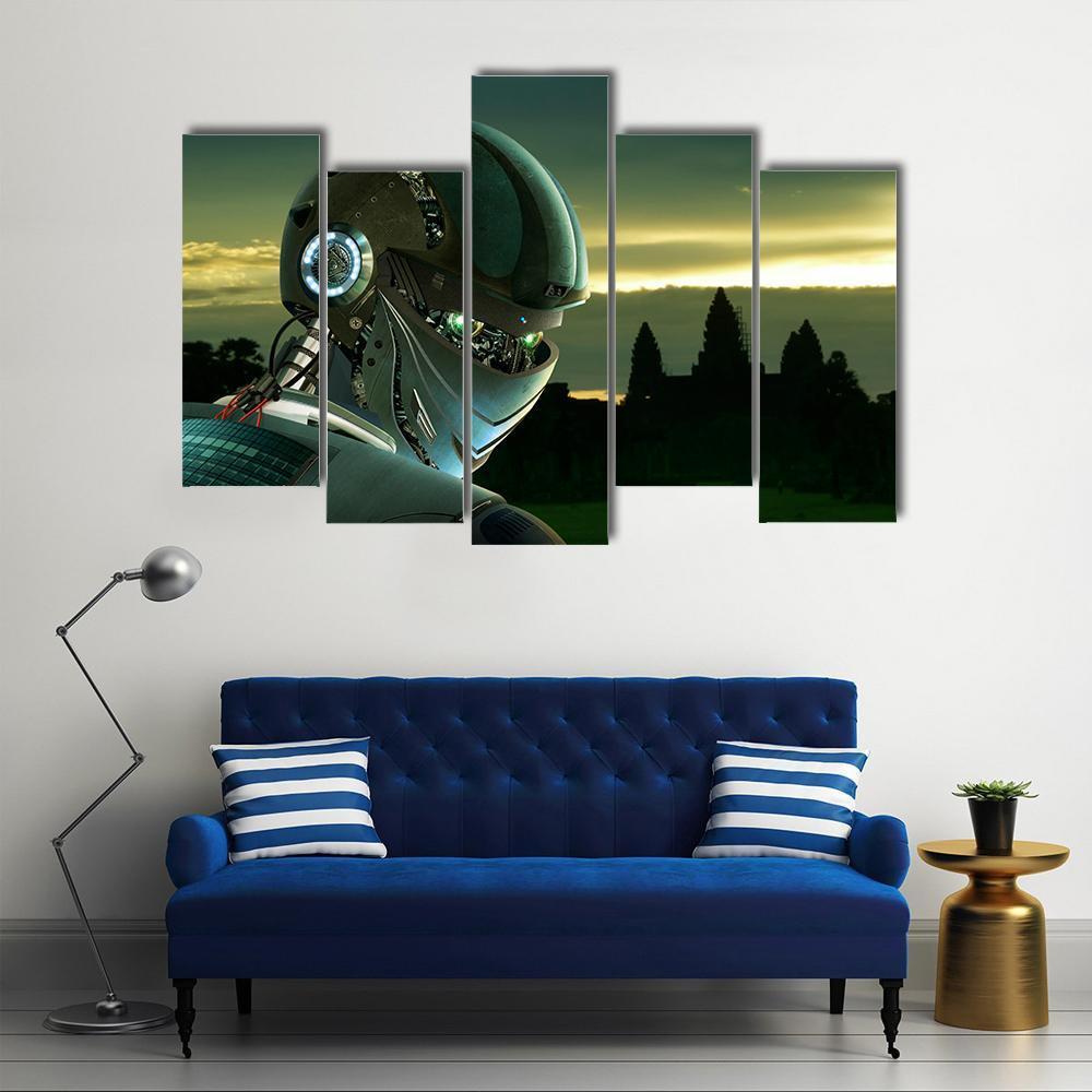Stylish Robot Canvas Wall Art-5 Pop-Gallery Wrap-47" x 32"-Tiaracle