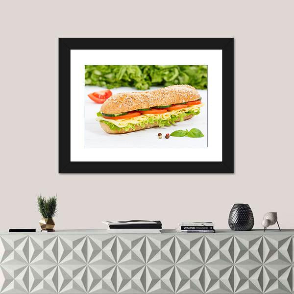 Sub Sandwich With Cheese Canvas Wall Art-1 Piece-Framed Print-20" x 16"-Tiaracle