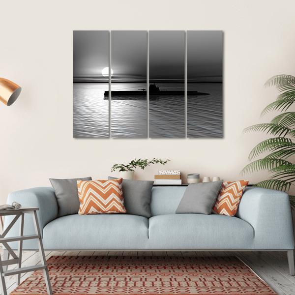 Submarine On The Sea Canvas Wall Art-4 Horizontal-Gallery Wrap-34" x 24"-Tiaracle