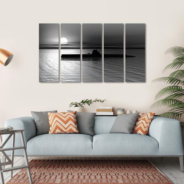 Submarine On The Sea Canvas Wall Art-5 Horizontal-Gallery Wrap-22" x 12"-Tiaracle