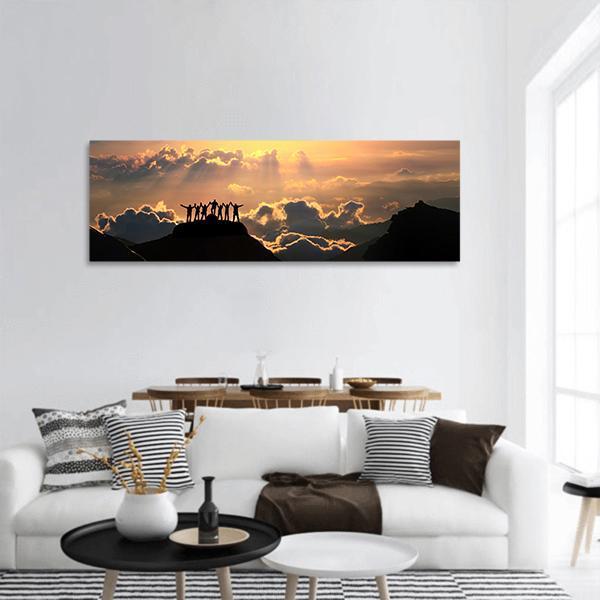 Group Of People On Hill Panoramic Canvas Wall Art-1 Piece-36" x 12"-Tiaracle