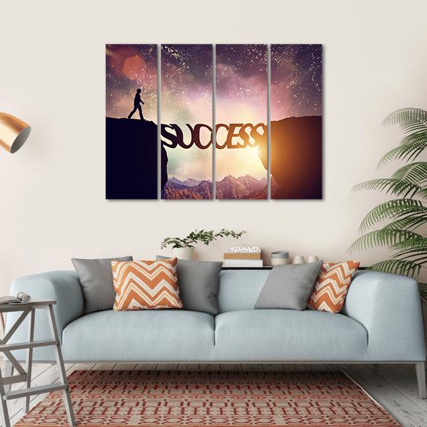 Success Bridge Canvas Wall Art-4 Horizontal-Gallery Wrap-34" x 24"-Tiaracle