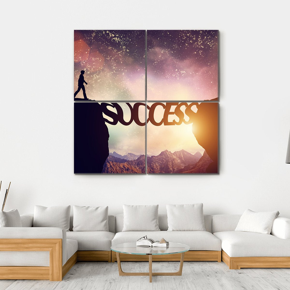 Success Bridge Canvas Wall Art-4 Square-Gallery Wrap-17" x 17"-Tiaracle