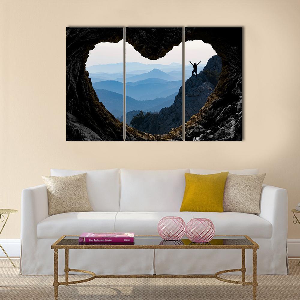 Successful Climb Happiness Canvas Wall Art-3 Horizontal-Gallery Wrap-37" x 24"-Tiaracle