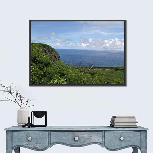 Suicide Cliff In Saipan Canvas Wall Art-1 Piece-Floating Frame-24" x 16"-Tiaracle