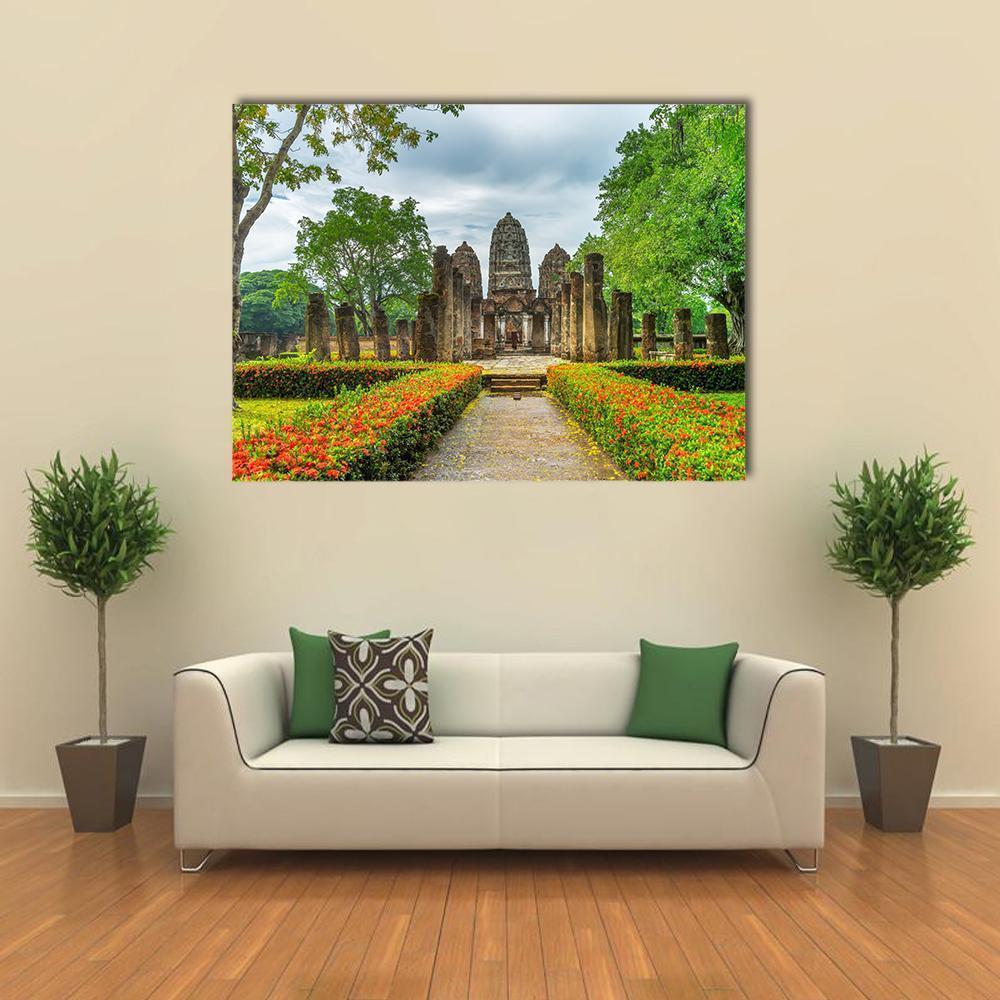 Sukhothai Historical Park Canvas Wall Art-1 Piece-Gallery Wrap-36" x 24"-Tiaracle