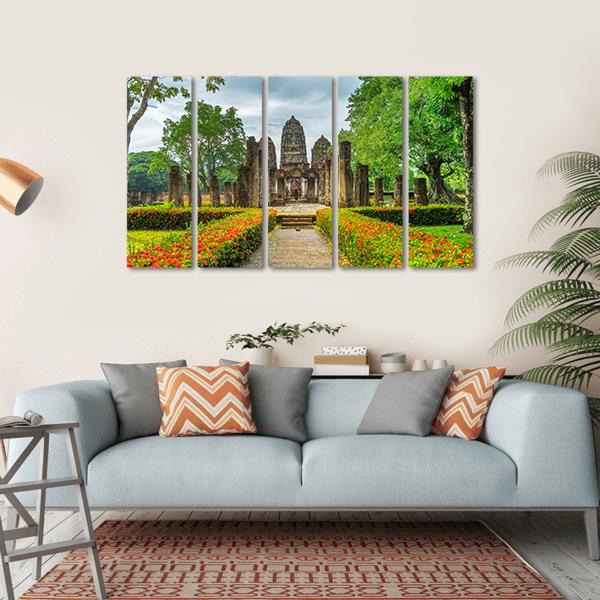 Sukhothai Historical Park Canvas Wall Art-5 Horizontal-Gallery Wrap-22" x 12"-Tiaracle