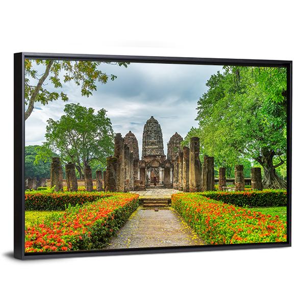 Sukhothai Historical Park Canvas Wall Art-3 Horizontal-Gallery Wrap-25" x 16"-Tiaracle