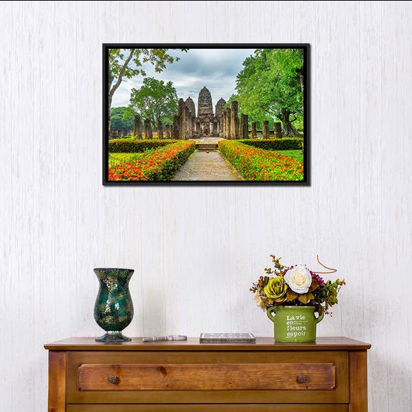 Sukhothai Historical Park Canvas Wall Art-3 Horizontal-Gallery Wrap-25" x 16"-Tiaracle
