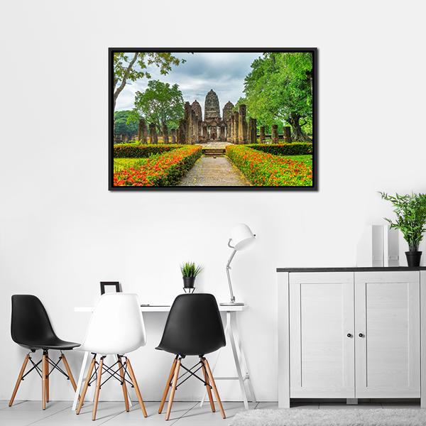 Sukhothai Historical Park Canvas Wall Art-3 Horizontal-Gallery Wrap-25" x 16"-Tiaracle